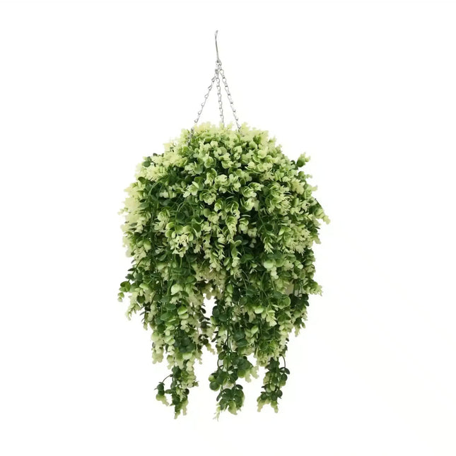 Artificial Spring Evergreen Hanging Basket UV Resistant 43cm - Petal & Stem