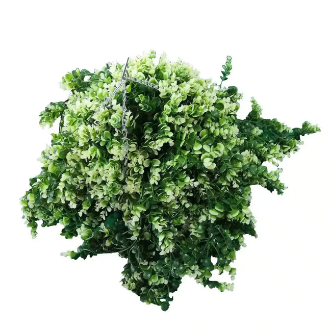 Artificial Spring Evergreen Hanging Basket UV Resistant 43cm - Petal & Stem