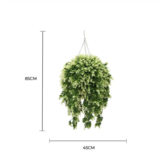 Artificial Spring Evergreen Hanging Basket UV Resistant 43cm - Petal & Stem