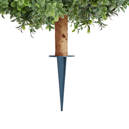Artificial Topiary Boxwood Trees with Ground Spike, 2 Set 559mm Faux Shrubs & Bushes Potted Plants, Fake Silk Tree - Petal & Stem