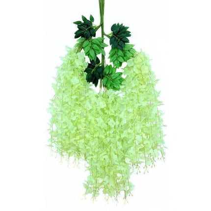 Artificial Wisteria Flowers Green 110CM 12 StemPack - Petal & Stem