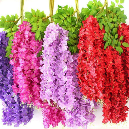 Artificial Wisteria Flowers Green 110CM 12 StemPack - Petal & Stem