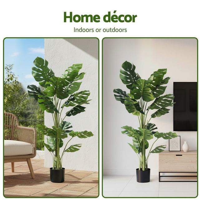 Artiss 140cm Artificial Monstera Tree Faux Trees Indoor Decor Artificial Plants Lifelike Plant 1.4M - Petal & Stem