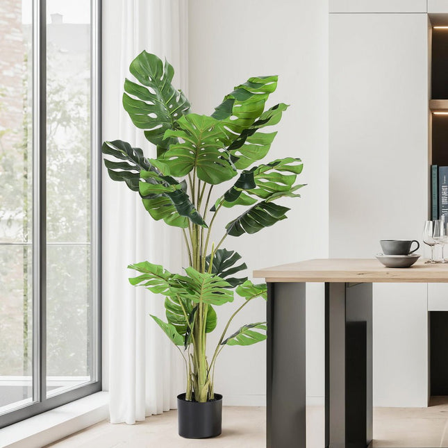 Artiss 140cm Artificial Monstera Tree Faux Trees Indoor Decor Artificial Plants Lifelike Plant 1.4M - Petal & Stem