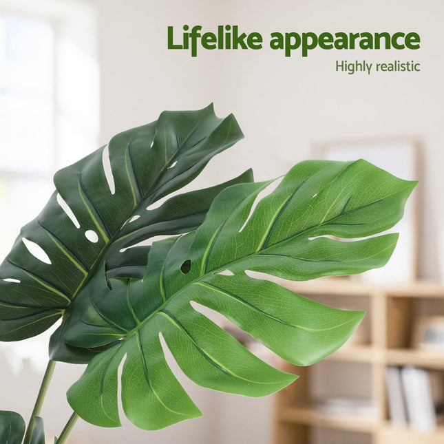 Artiss 140cm Artificial Monstera Tree Faux Trees Indoor Decor Artificial Plants Lifelike Plant 1.4M - Petal & Stem