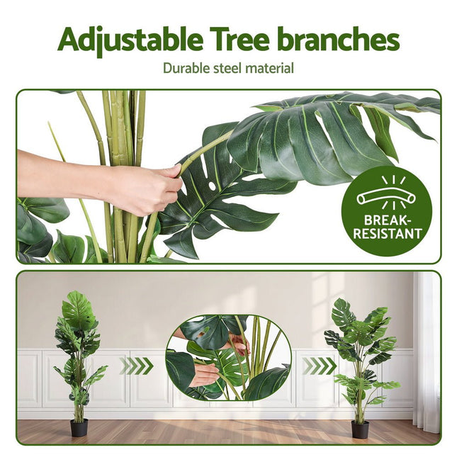 Artiss 140cm Artificial Monstera Tree Faux Trees Indoor Decor Artificial Plants Lifelike Plant 1.4M - Petal & Stem