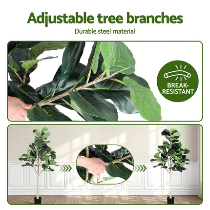 Artiss 180cm Artificial Fiddle Tree Faux Trees Indoor Decor Artificial Plants Lifelike Plant 1.8M - Petal & Stem