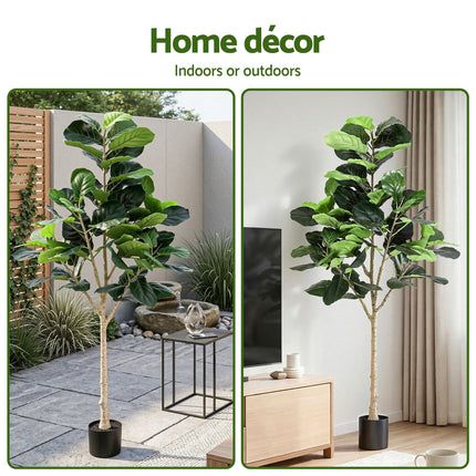 Artiss 180cm Artificial Fiddle Tree Faux Trees Indoor Decor Artificial Plants Lifelike Plant 1.8M - Petal & Stem