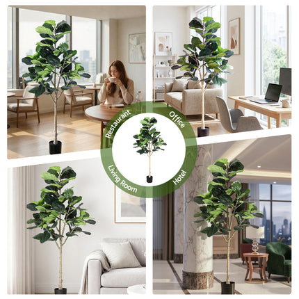 Artiss 180cm Artificial Fiddle Tree Faux Trees Indoor Decor Artificial Plants Lifelike Plant 1.8M - Petal & Stem