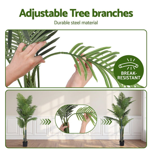 Artiss 180cm Artificial Palm Tree Faux Trees Indoor Decor Artificial Plants Lifelike Plant 1.8M - Petal & Stem