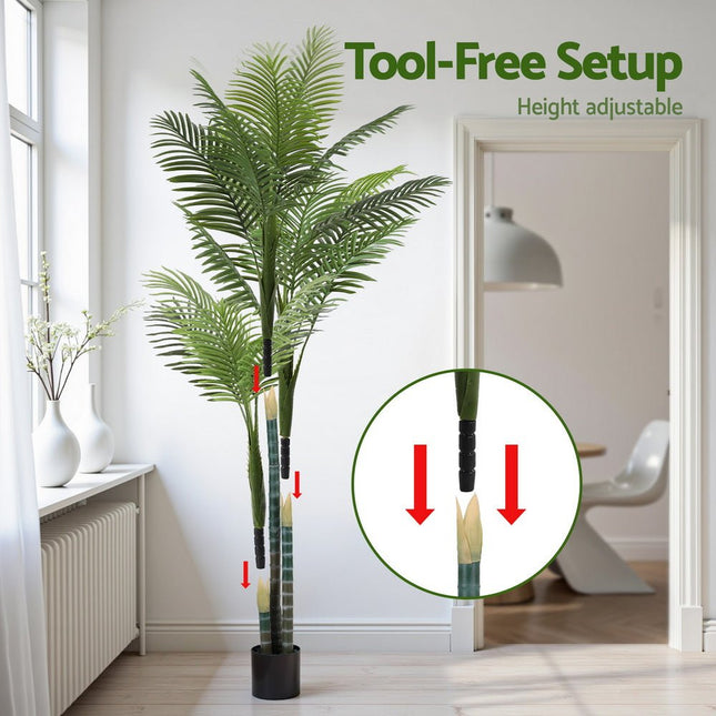 Artiss 180cm Artificial Palm Tree Faux Trees Indoor Decor Artificial Plants Lifelike Plant 1.8M - Petal & Stem