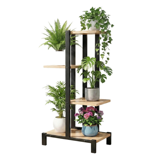 Artiss 4 Tiers Plant Stand Metal Flower Pots Shelf Indoor Outdoor Garden Home - Petal & Stem