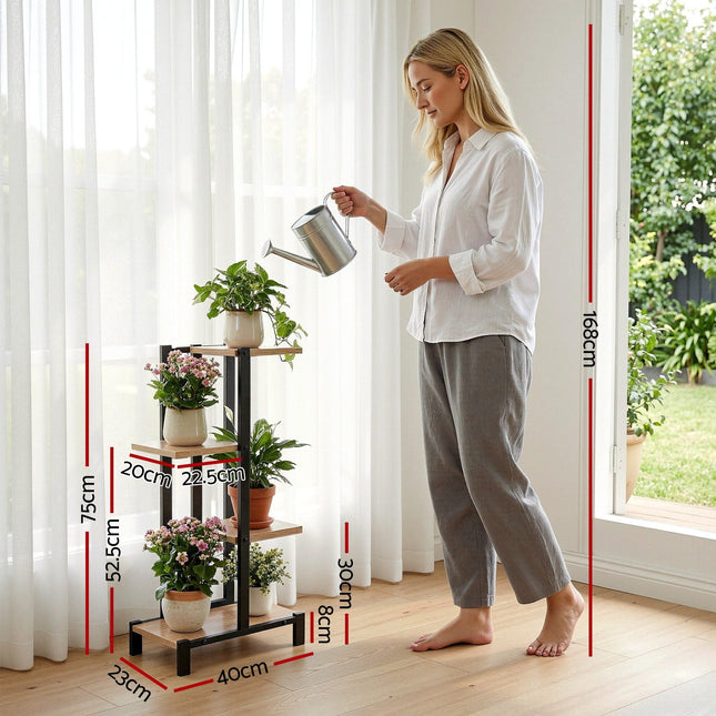 Artiss 4 Tiers Plant Stand Metal Flower Pots Shelf Indoor Outdoor Garden Home - Petal & Stem
