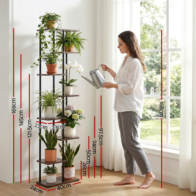 Artiss 8 Tiers Plant Stand Metal Flower Pots Shelf Indoor Outdoor Garden Home - Petal & Stem