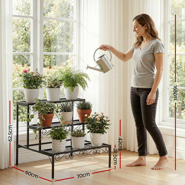 Artiss Plant Stand 3 Tier Metal Corner Plant Shelf Multiple Flower Holder Rack - Petal & Stem