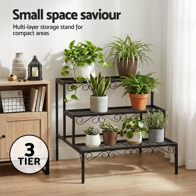 Artiss Plant Stand 3 Tier Metal Corner Plant Shelf Multiple Flower Holder Rack - Petal & Stem