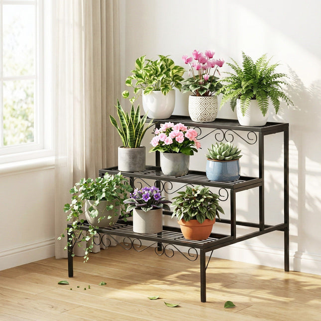 Artiss Plant Stand 3 Tier Metal Corner Plant Shelf Multiple Flower Holder Rack - Petal & Stem