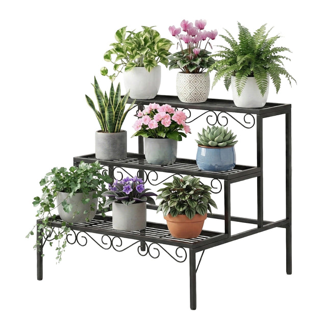 Artiss Plant Stand 3 Tier Metal Corner Plant Shelf Multiple Flower Holder Rack - Petal & Stem