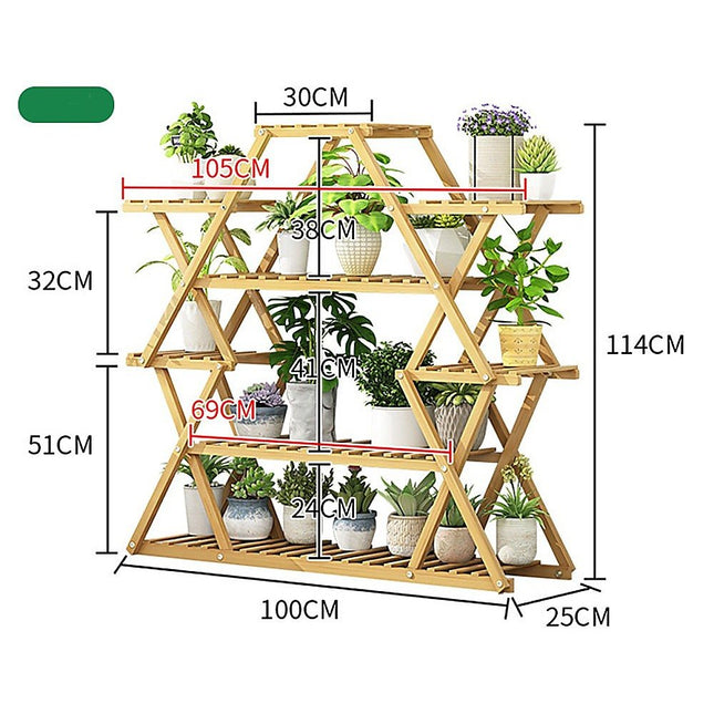 Bamboo Multilayer Flower Plant Bonsai Rack Shelf Stand Porch Lawn Patio - Petal & Stem