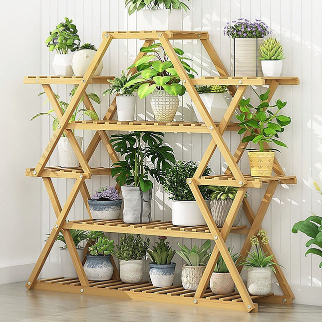 Bamboo Multilayer Flower Plant Bonsai Rack Shelf Stand Porch Lawn Patio - Petal & Stem