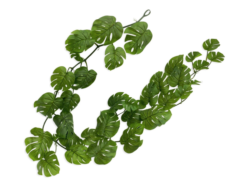 Bulk 12 Artificial Green Monstera Garland 180x10cm - Petal & Stem