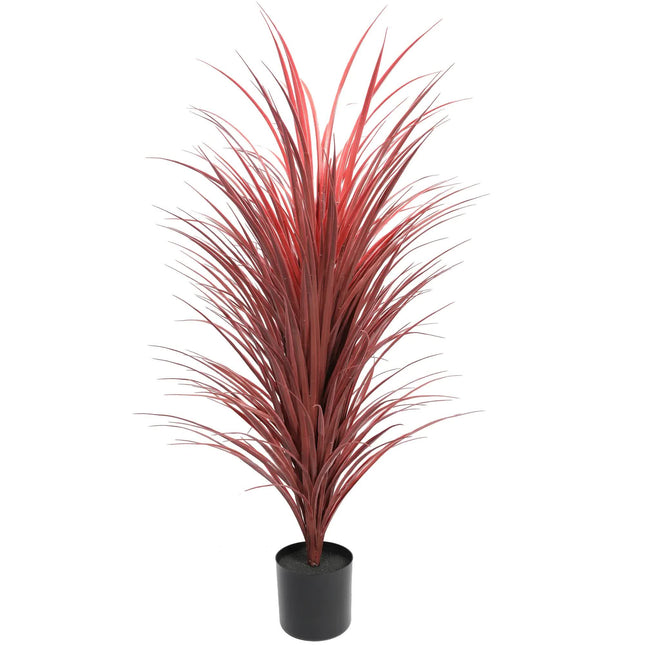 Burgundy Potted Artificial Long Grass (Yucca Grass) 115cm UV Resistant - Petal & Stem