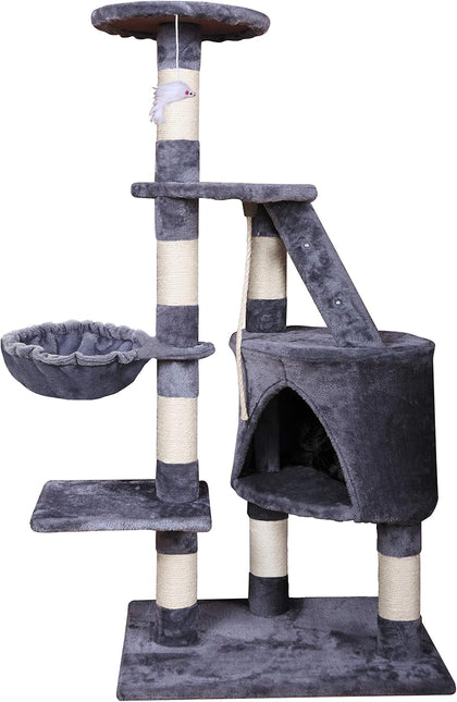 CARLA HOME 120cm Cat Tree for Indoor Cats with Condo, Hammock & Plush Perchfor for Kittens & Adult Cats - Petal & Stem