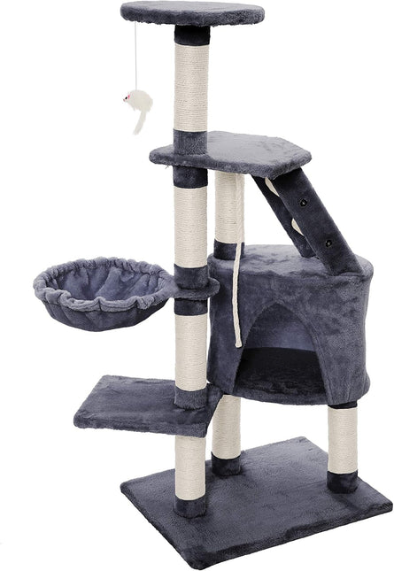 CARLA HOME 120cm Cat Tree for Indoor Cats with Condo, Hammock & Plush Perchfor for Kittens & Adult Cats - Petal & Stem