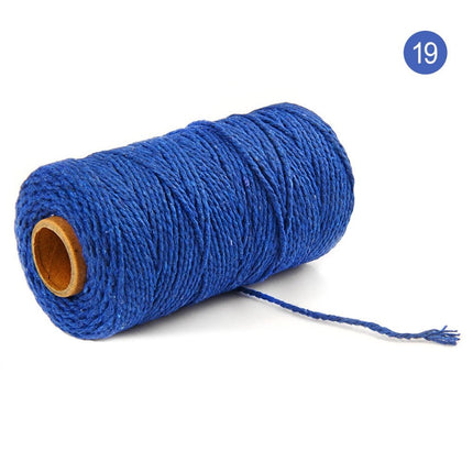 Danhjin 100m Long/100Yard Pure Cotton Twisted Cord Rope Crafts Macrame Artisan String on Clearance Dark Blue - Petal & Stem
