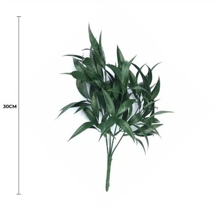 Dark Green Tipped Willow Oak Stem UV Resistant 30cm - Petal & Stem