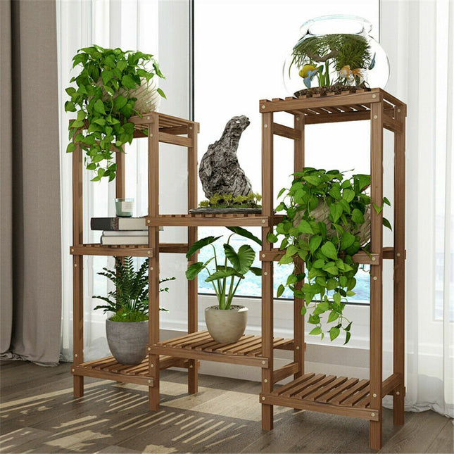 Detachable DIY Wood Plant Stand Pots Organizer Rack Multifunctional Shelf Decor - Petal & Stem