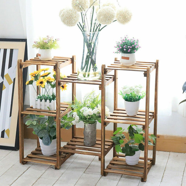 Detachable DIY Wood Plant Stand Pots Organizer Rack Multifunctional Shelf Decor - Petal & Stem