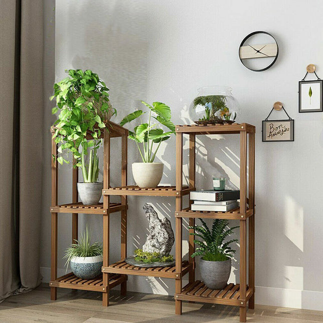 Detachable DIY Wood Plant Stand Pots Organizer Rack Multifunctional Shelf Decor - Petal & Stem
