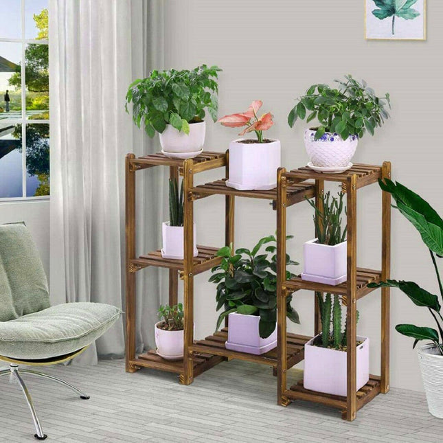 Detachable DIY Wood Plant Stand Pots Organizer Rack Multifunctional Shelf Decor - Petal & Stem