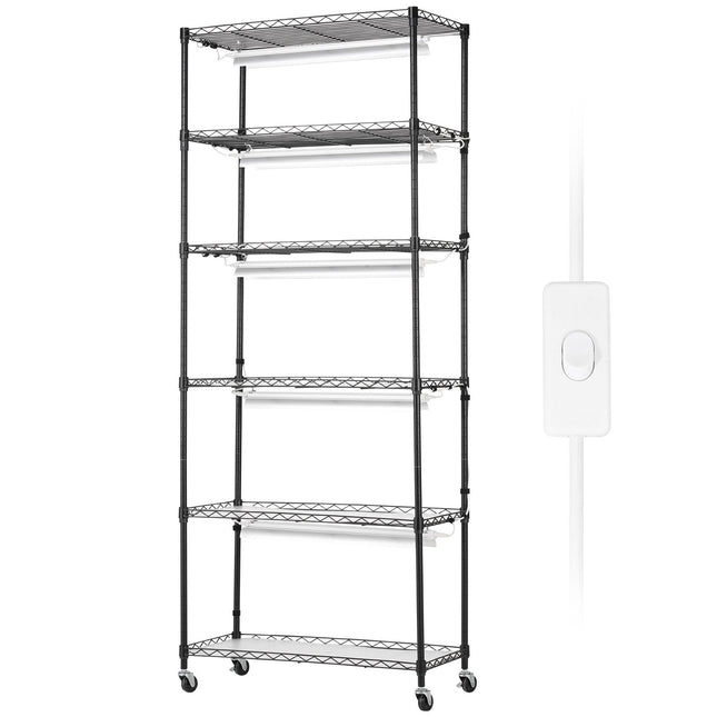 DIY Plant Stand with Grow Lights 6 Tiers 192W 70.9" Tall Plant Grow Shelf - Petal & Stem