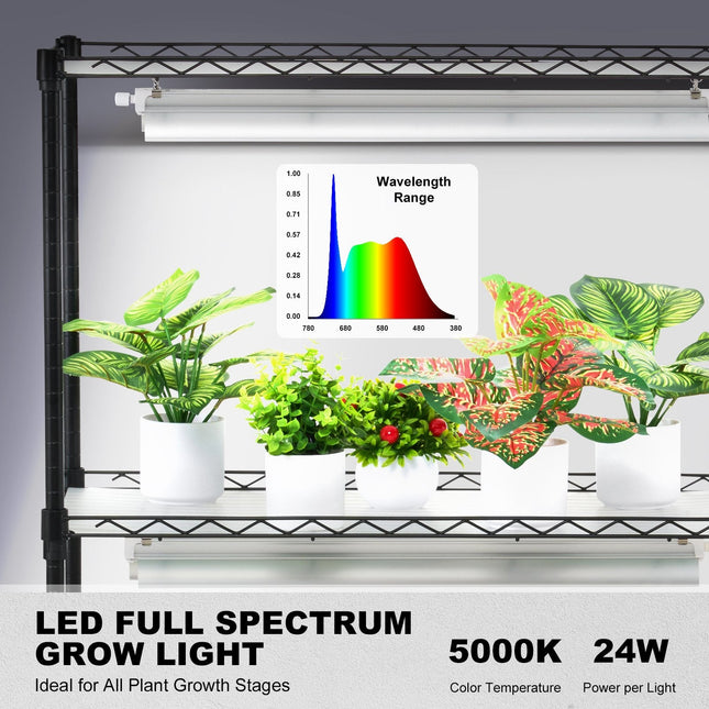 DIY Plant Stand with Grow Lights 6 Tiers 192W 70.9" Tall Plant Grow Shelf - Petal & Stem