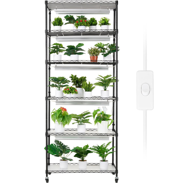 DIY Plant Stand with Grow Lights 6 Tiers 192W 70.9" Tall Plant Grow Shelf - Petal & Stem