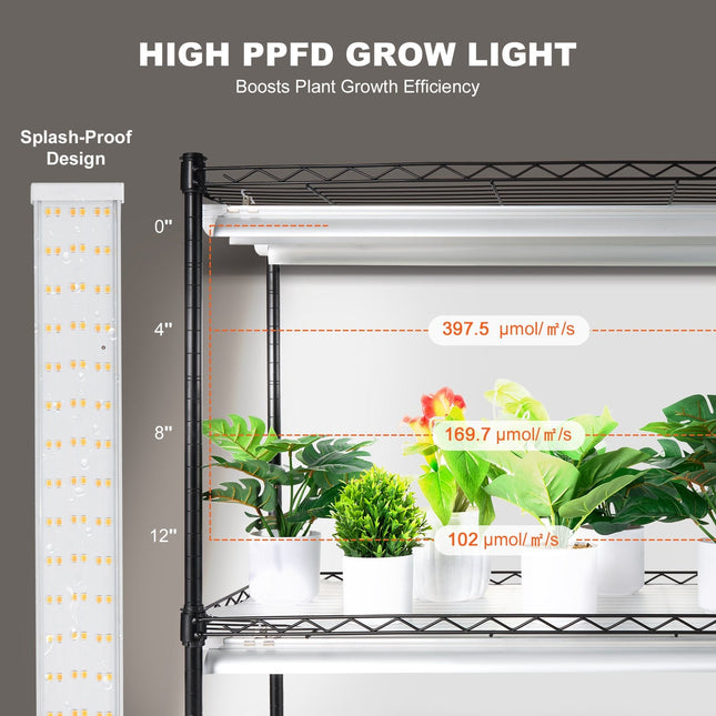 DIY Plant Stand with Grow Lights 6 Tiers 192W 70.9" Tall Plant Grow Shelf - Petal & Stem