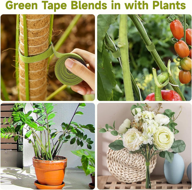 Garden Ties Plant Tape Ties Nylon Plant Tape Strap 65.6 Feet Plant Support Tape Reusable Garden Tape Army Green - Petal & Stem
