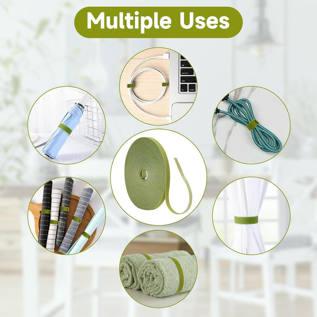 Garden Ties Plant Tape Ties Nylon Plant Tape Strap 65.6 Feet Plant Support Tape Reusable Garden Tape Army Green - Petal & Stem