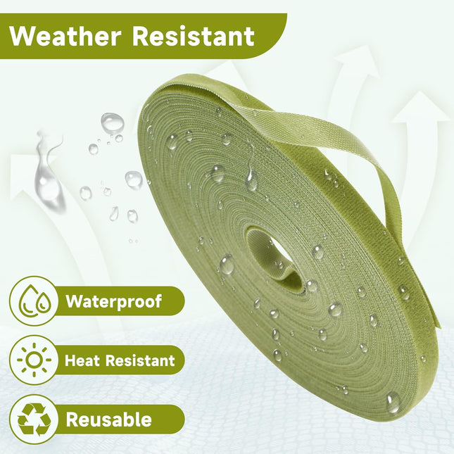 Garden Ties Plant Tape Ties Nylon Plant Tape Strap 65.6 Feet Plant Support Tape Reusable Garden Tape Army Green - Petal & Stem