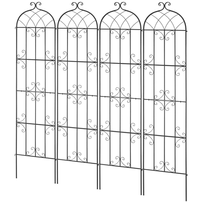 Garden Trellis for Climbing Plants, 87 x 20 in, 4 Packs Rustproof Metal Garden Flower Trellis, Outdoor Climbing Rose Trellis Cucumbers Support - Petal & Stem