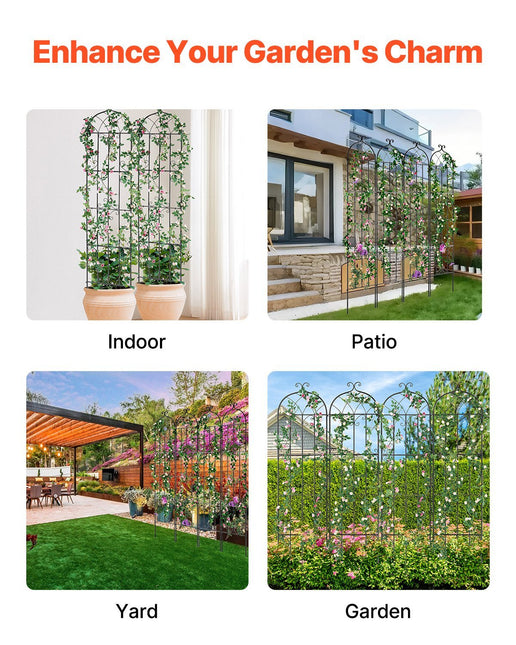 Garden Trellis for Climbing Plants, 87 x 20 in, 4 Packs Rustproof Metal Garden Flower Trellis, Outdoor Climbing Rose Trellis Cucumbers Support - Petal & Stem