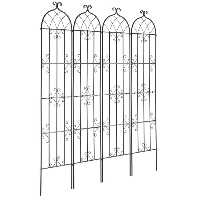 Garden Trellis for Climbing Plants, 87 x 20 in, 4 Packs Rustproof Metal Garden Flower Trellis, Outdoor Climbing Rose Trellis Cucumbers Support - Petal & Stem