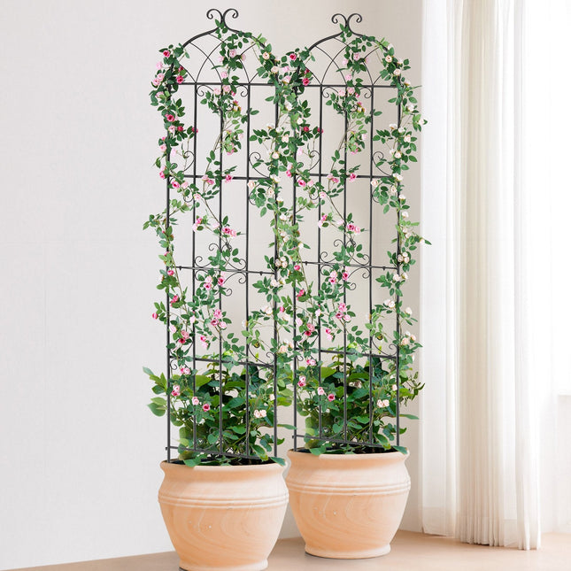 Garden Trellis for Climbing Plants, 87 x 20 in, 4 Packs Rustproof Metal Garden Flower Trellis, Outdoor Climbing Rose Trellis Cucumbers Support - Petal & Stem