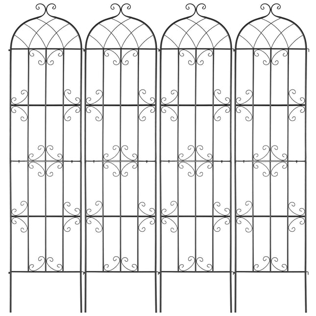 Garden Trellis for Climbing Plants, 87 x 20 in, 4 Packs Rustproof Metal Garden Flower Trellis, Outdoor Climbing Rose Trellis Cucumbers Support - Petal & Stem