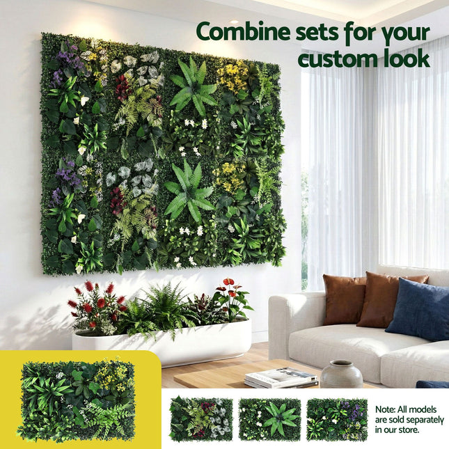 Gardeon 4PCS Artificial Plant Wall Panels 40X60CM Boxwood Panel Backyard Hedge Grass Backdrop Green Decor - Petal & Stem
