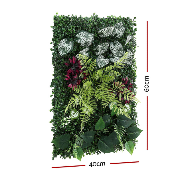 Gardeon 4PCS Artificial Plant Wall Panels 40X60CM Boxwood Panel Flower Backdrop Backyard Green Decor - Petal & Stem