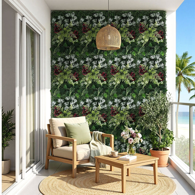 Gardeon 4PCS Artificial Plant Wall Panels 40X60CM Boxwood Panel Flower Backdrop Backyard Green Decor - Petal & Stem