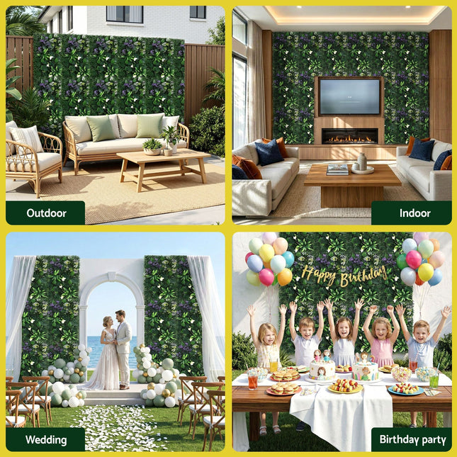 Gardeon 4PCS Artificial Plant Wall Panels 40X60CM Boxwood Panel Hedge Grass Backdrop Backyard Green Decor - Petal & Stem